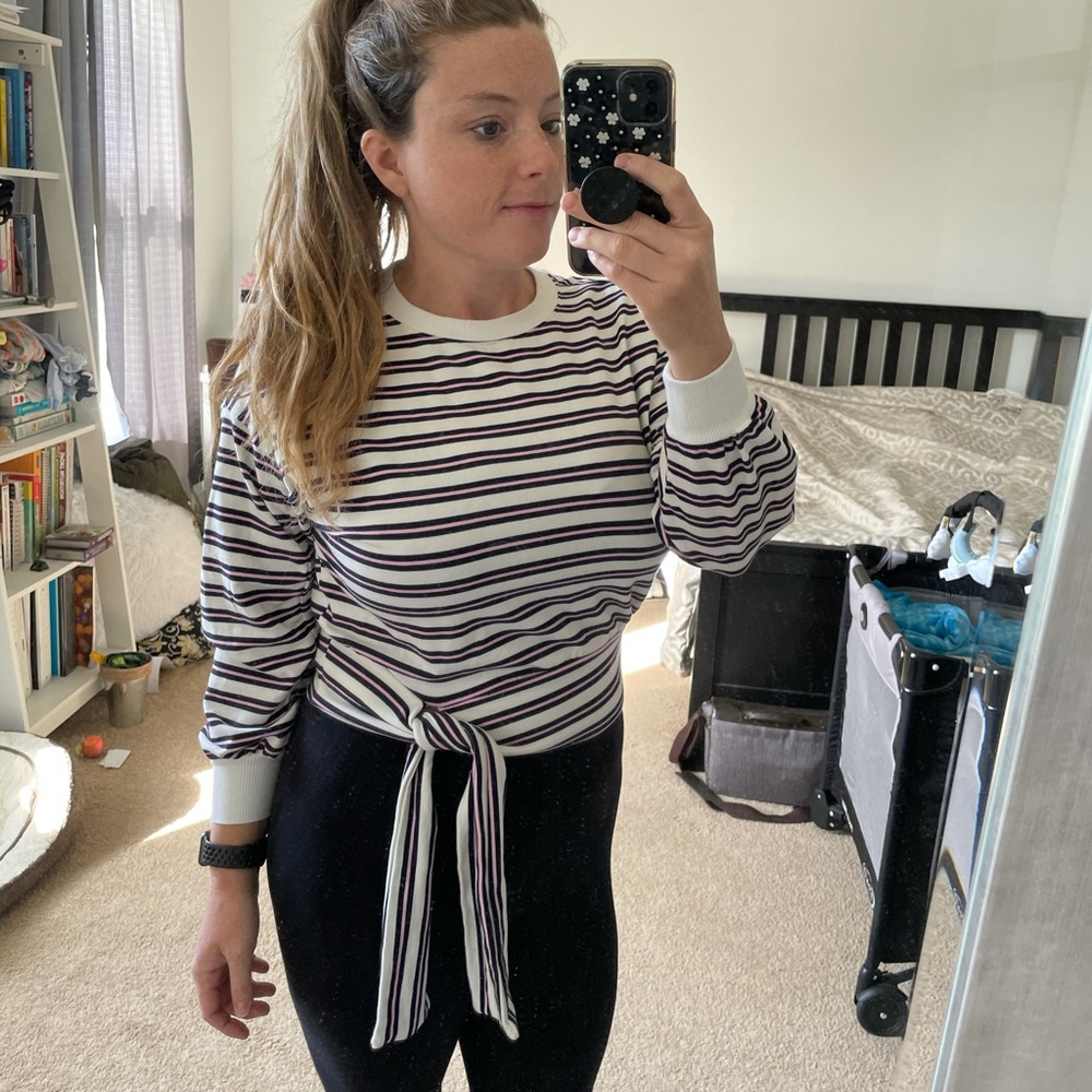 Kensie tied striped cropped top